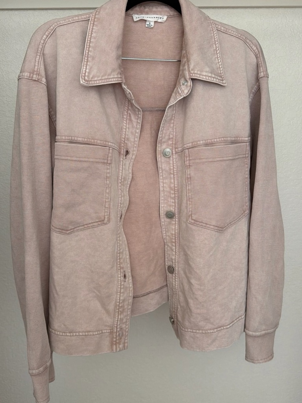 Jane and Delaney Dusty Rose Button-Front Soft Jacket